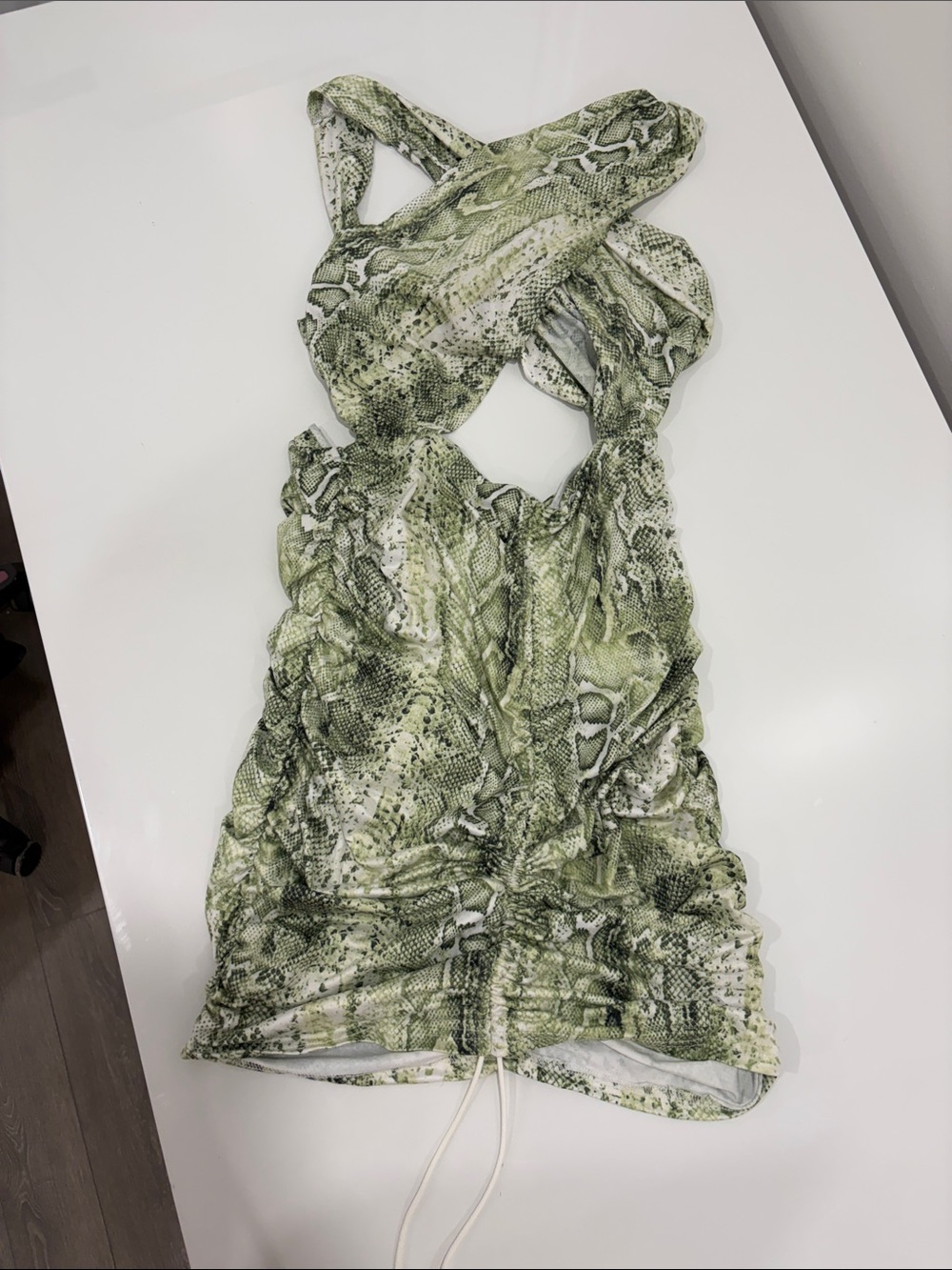 SHEIN Green Snake-Print Dress